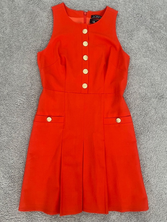 J. Crew Dresses & Skirts - J. Crew Womens Dress Pleated Mini Italian Bi-Stretch Wool Blend Orange Size 0